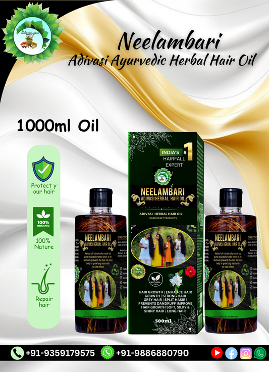 Neelambari Adivasi Ayurvedic Herbal Hair Oil🔻1000ML (Full Course )