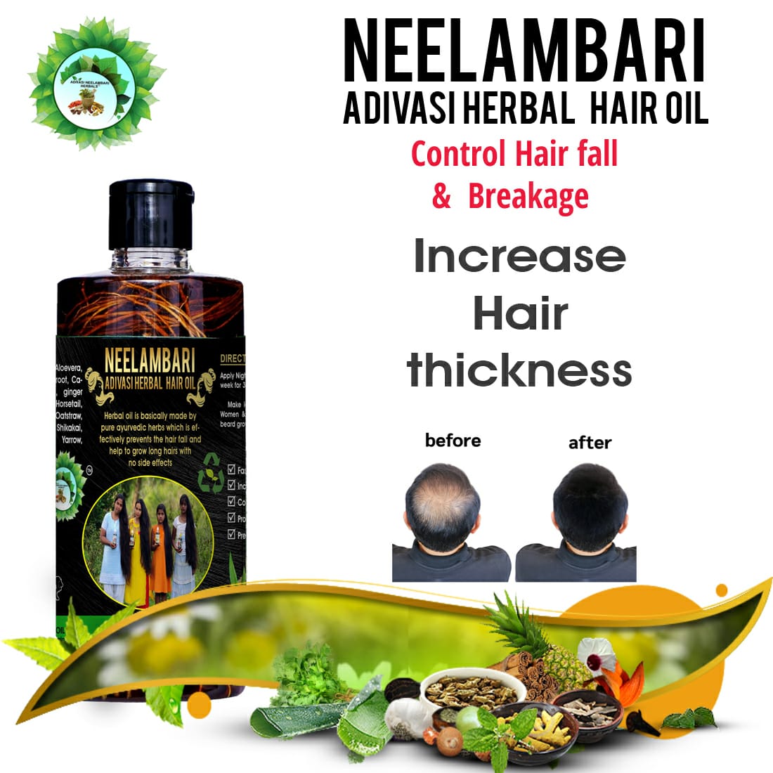 Neelambari Adivasi Ayurvedic Herbal Hair Oil